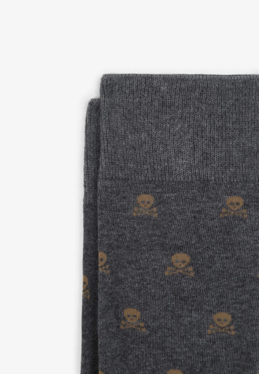 "ScalpersCompany Men's Skull Print Crew Socks - All-Over Skull Design Comfortable Casual Socks"
