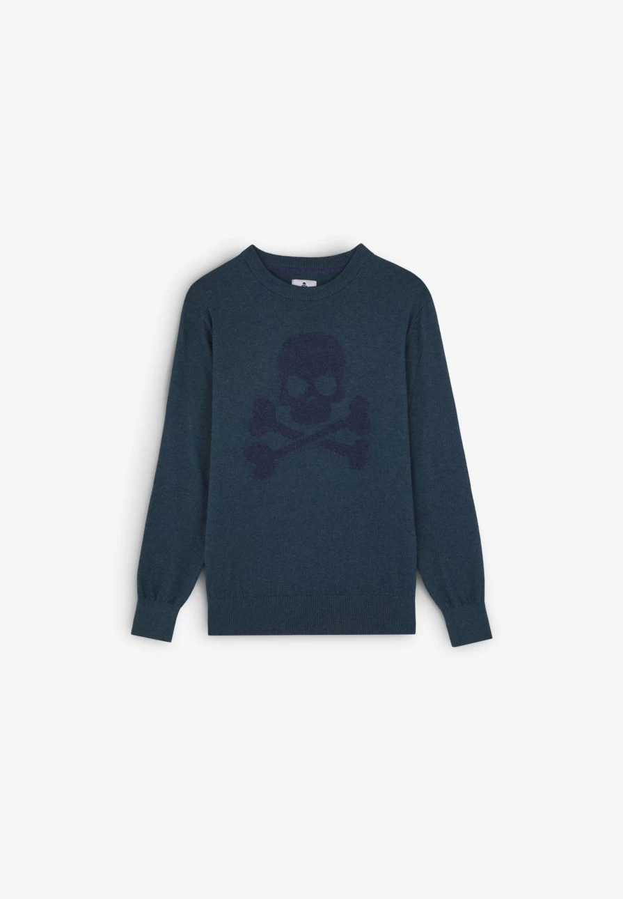 "ScalpersCompany Kids' Contrast Skull Sweater - Stylish Graphic Pullover for Children"