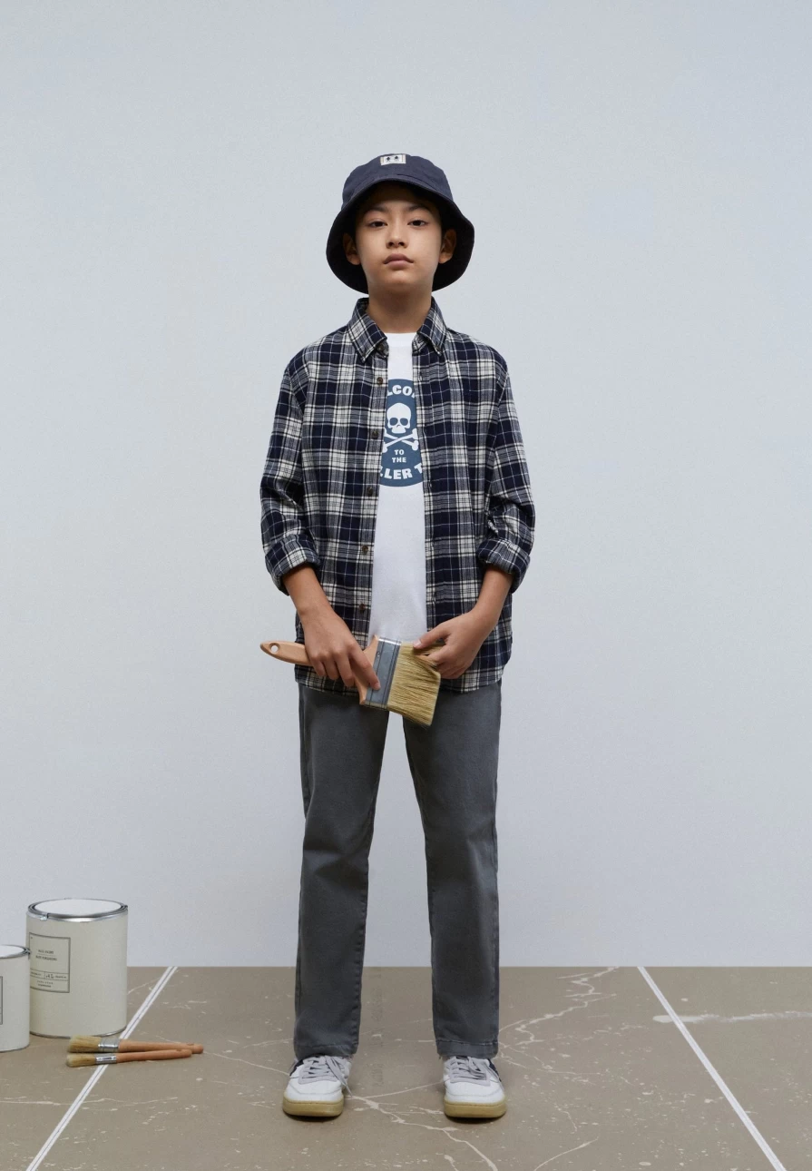 "ScalpersCompany Kids Navy Check Plaid Shirt for Boys & Girls"