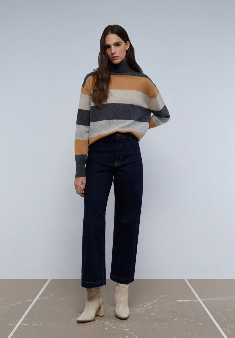 "ScalpersCompany Women's High Neck Knit Jumper - Stylish Comfort Winter Sweater"