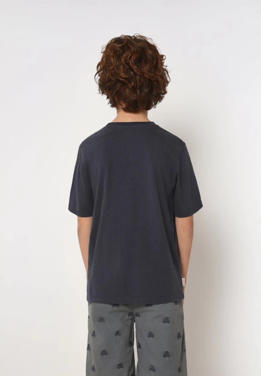 "ScalpersCompany Kids Navy Basic Skull Print T-Shirt for Boys & Girls"