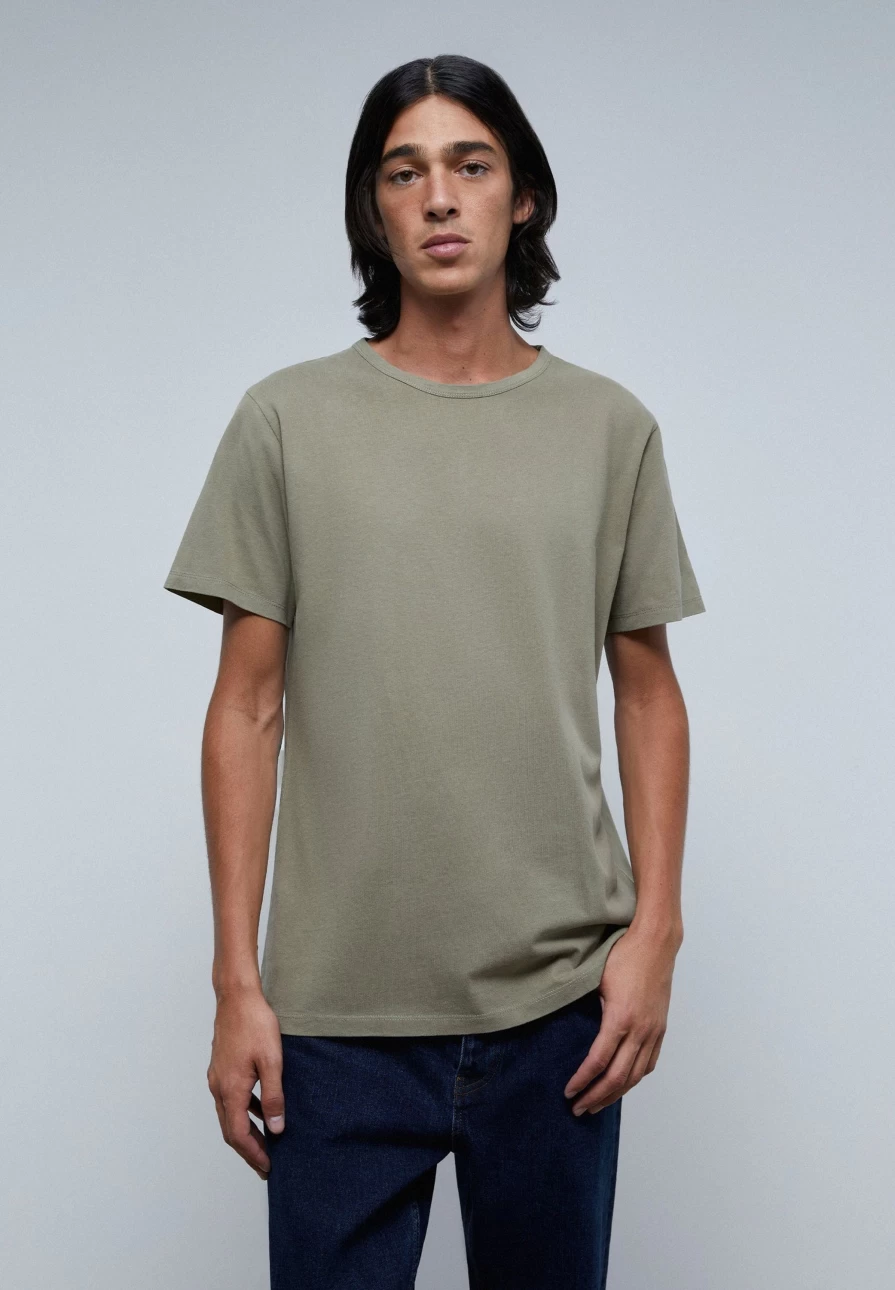 "ScalpersCompany Men's Premium Peach Touch T-Shirt in Khaki | Soft Comfort Fit Tee"