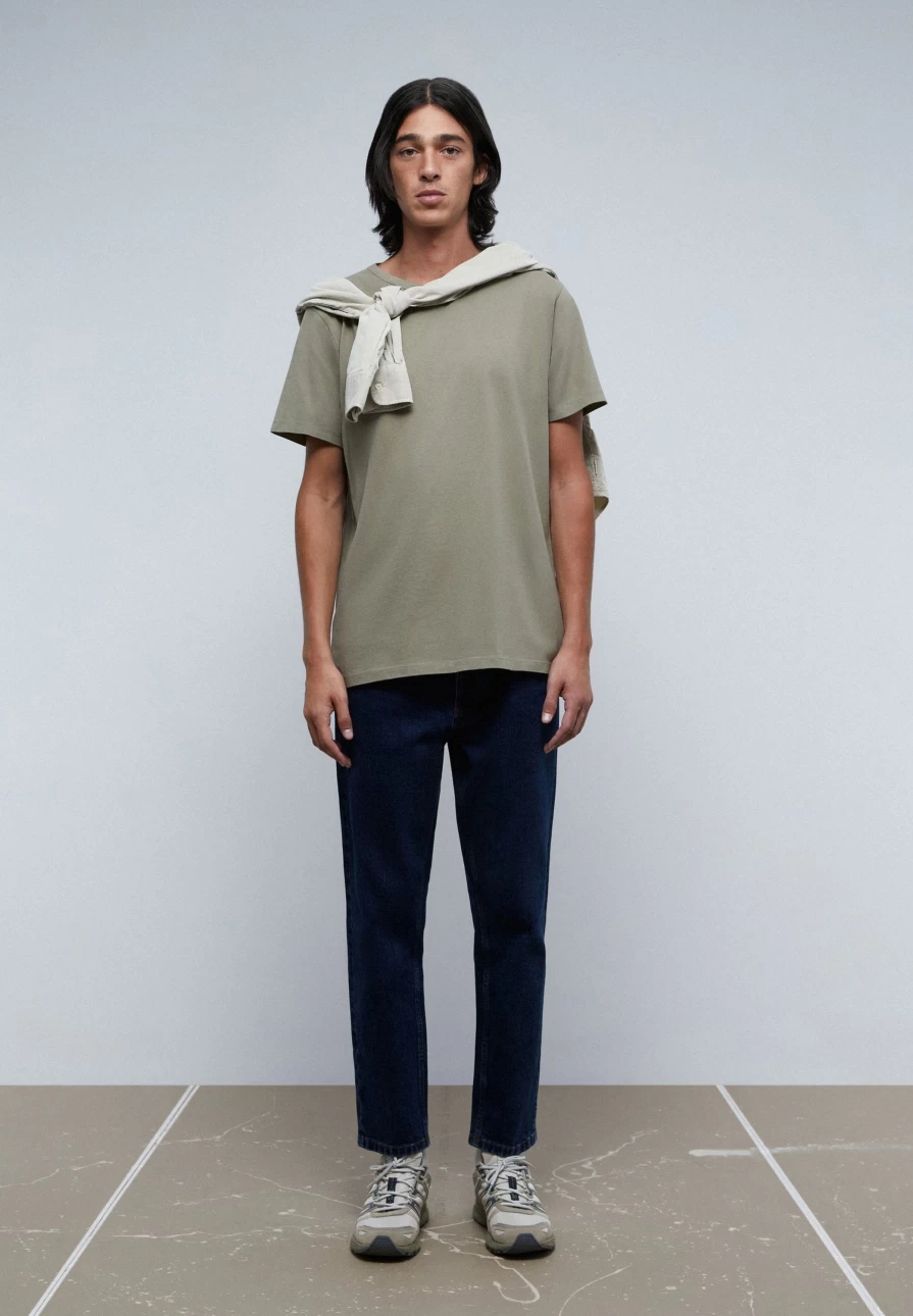 "ScalpersCompany Men's Premium Peach Touch T-Shirt in Khaki | Soft Comfort Fit Tee"