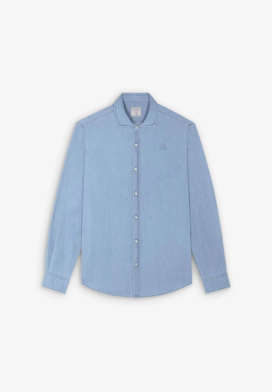 "ScalpersCompany Men's Denim Basic Shirt - Classic Casual Style"