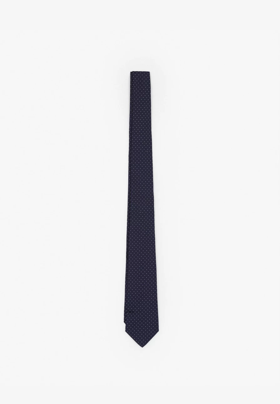 "Navy Polka Dot Silk Tie for Men | Premium Seven-Fold Necktie by ScalpersCompany"
