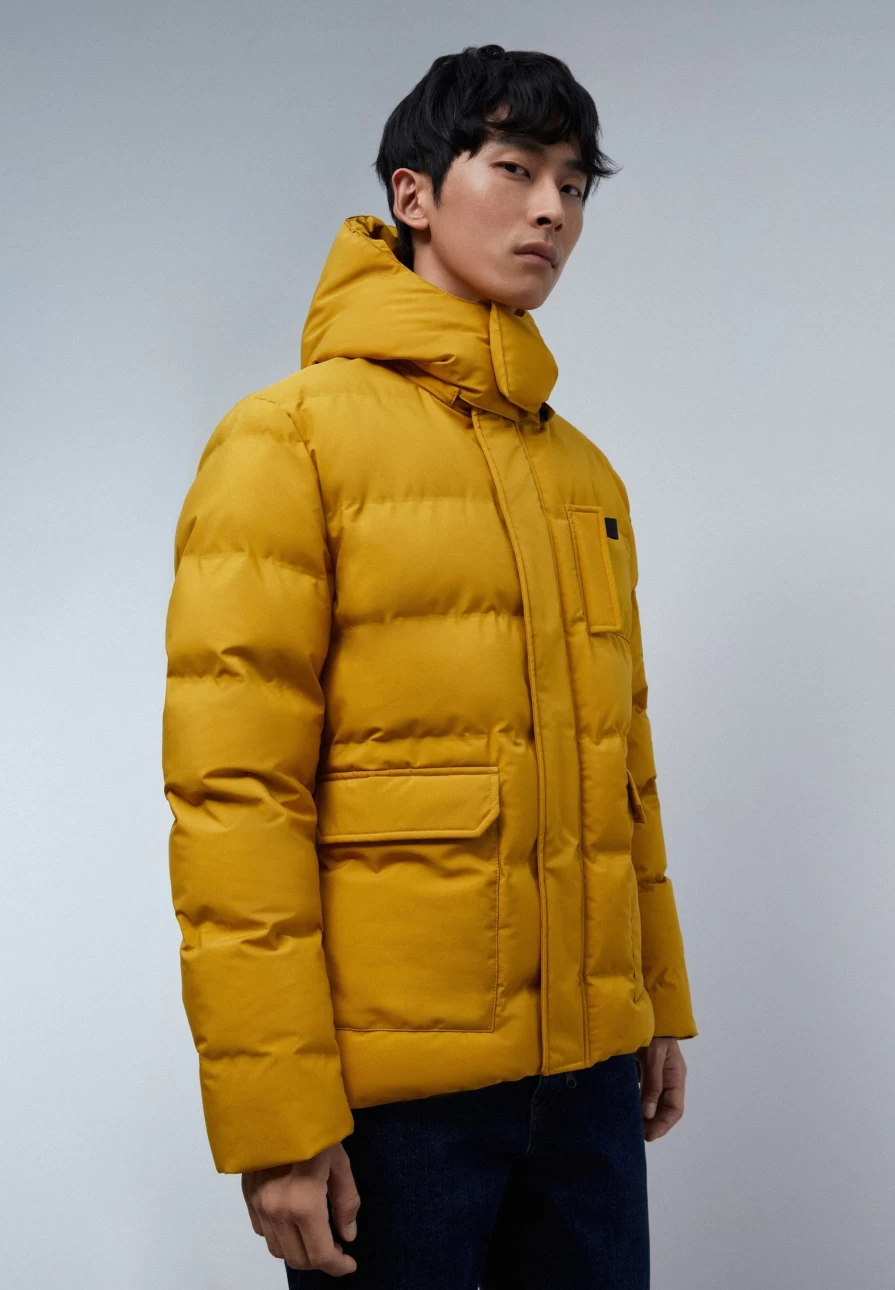 "ScalpersCompany Men's Mustard Water Resistant Padded Coat – Warm Winter Jacket"