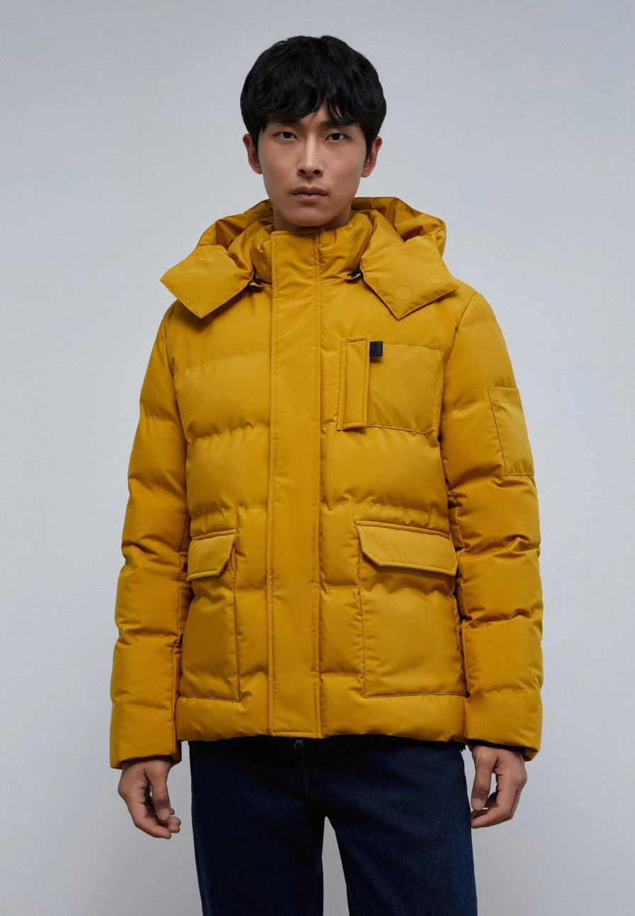 "ScalpersCompany Men's Mustard Water Resistant Padded Coat – Warm Winter Jacket"