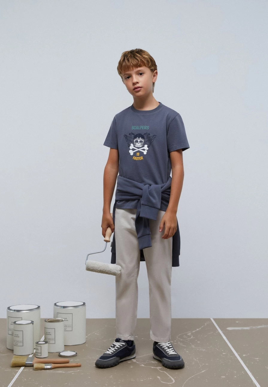 "ScalpersCompany Kids Puff Print T-Shirt - Fun Graphic Tee for Children"