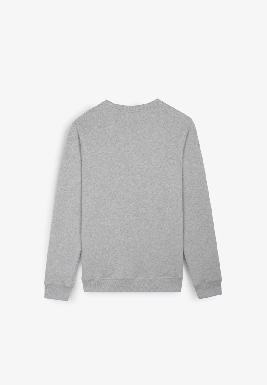 "ScalpersCompany Men's Grey Melange Basic Skull Print Sweatshirt"