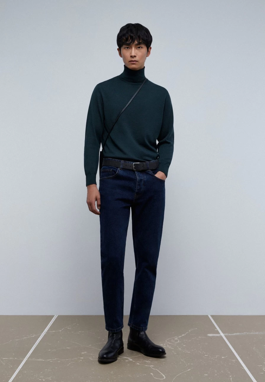 "ScalpersCompany Men's High Neck Sweater - Premium Winter Knit Pullover for Men"