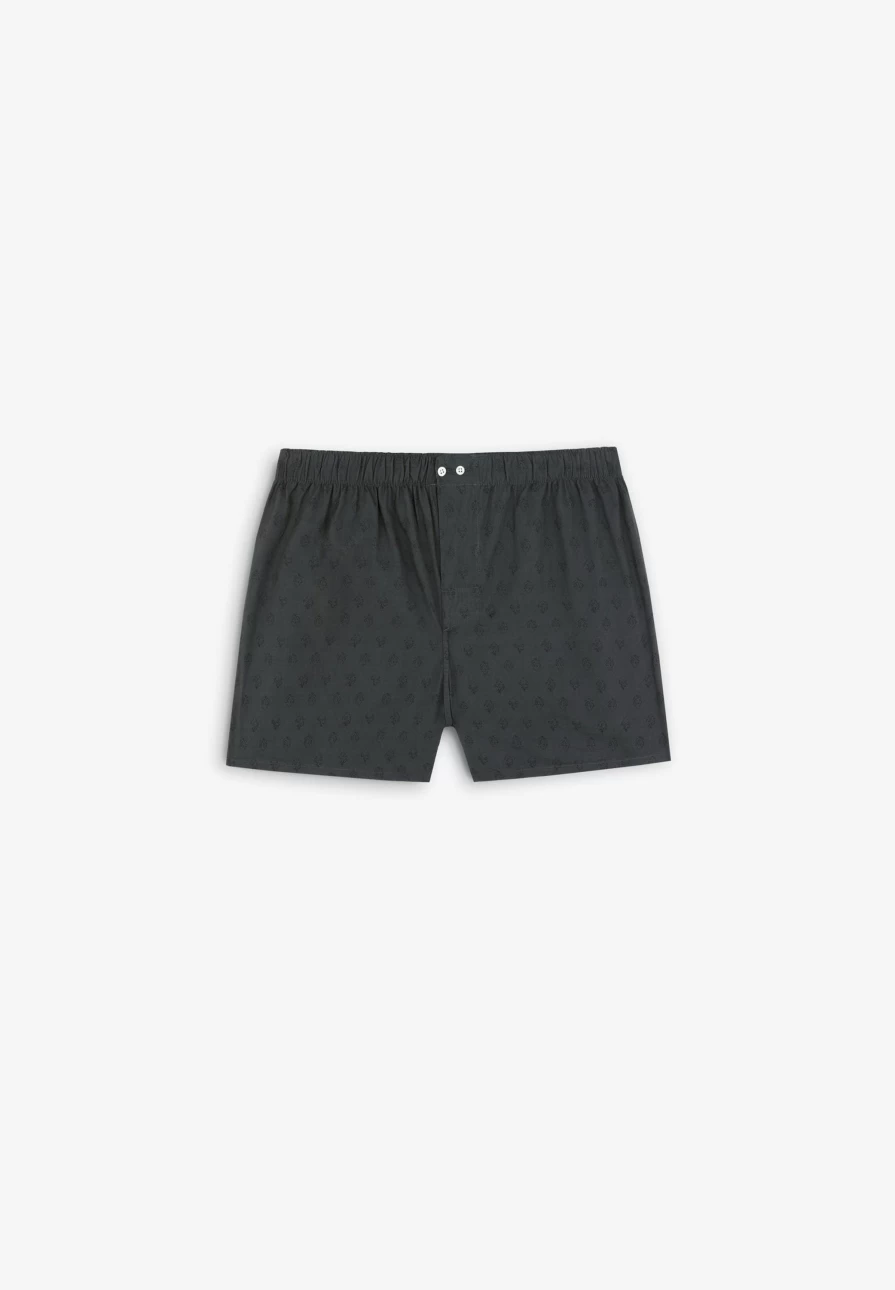 "ScalpersCompany Men's Dark Green Boxer Shorts With Unique Motifs"