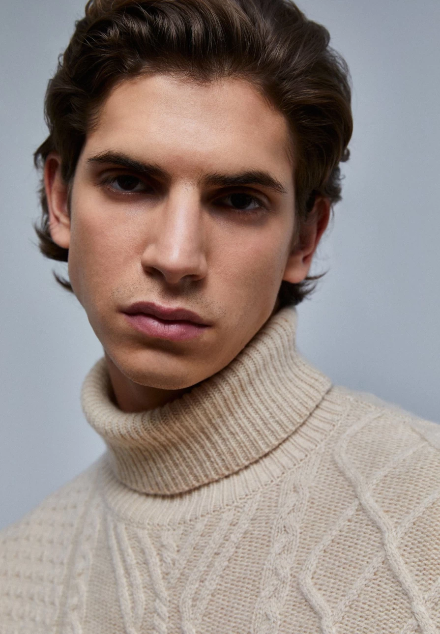 "Scalpers Men's Merino Wool Turn-Down Collar Sweater | Premium Knit Jumper"