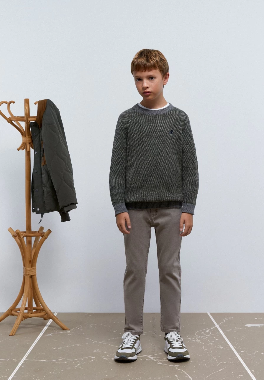 "ScalpersCompany Kids' Contrast Textured Sweater - Soft & Stylish Pullover for Children"