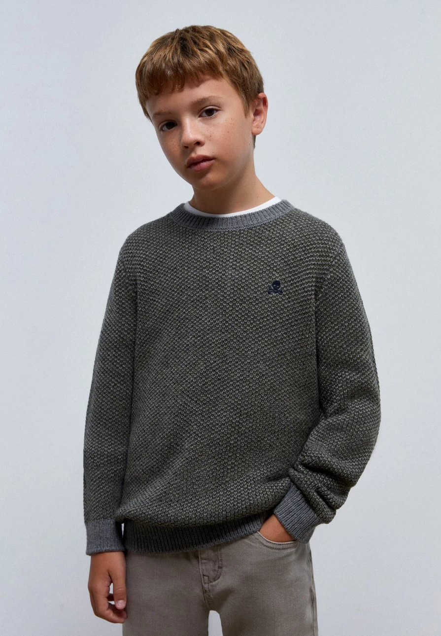 "ScalpersCompany Kids' Contrast Textured Sweater - Soft & Stylish Pullover for Children"