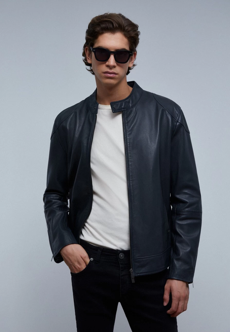 "ScalpersCompany Men's Genuine Leather Biker Jacket for Motorcycle Riding"