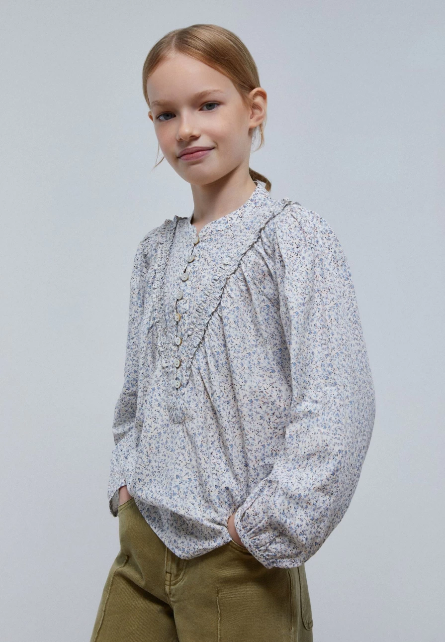 "ScalpersCompany Kids Floral Yoke Blouse - Stylish Children's Top"