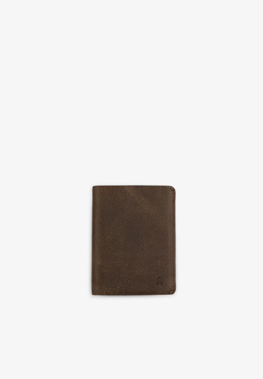 "ScalpersCompany Men's Vintage Faded Leather Wallet for Men - Distressed Brown Genuine Leather Billfold"