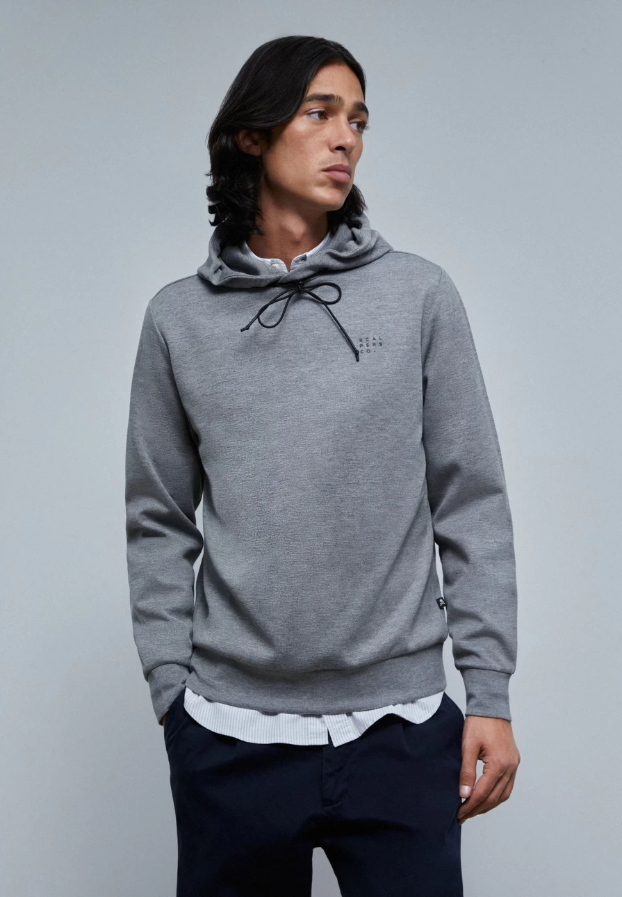 "ScalpersCompany Men's Neoprene-Look Hoodie - Stylish & Comfortable Pullover"