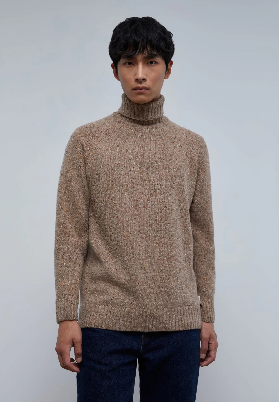 "ScalpersCompany Men's Flecked High Collar Sweater - Stylish Knit Pullover for Men"