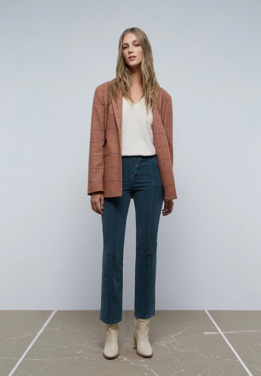"ScalpersCompany Women's Corduroy Flare Pants - High-Waisted Retro Trousers for Women"
