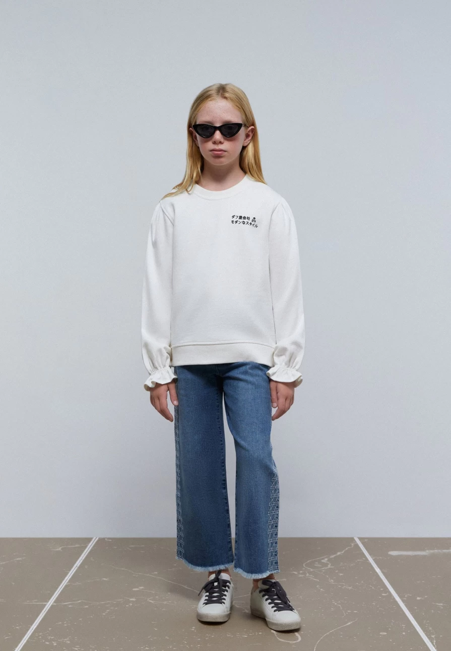 "Kids Off White Sweatshirt With Embroidered Back Logo | ScalpersCompany"