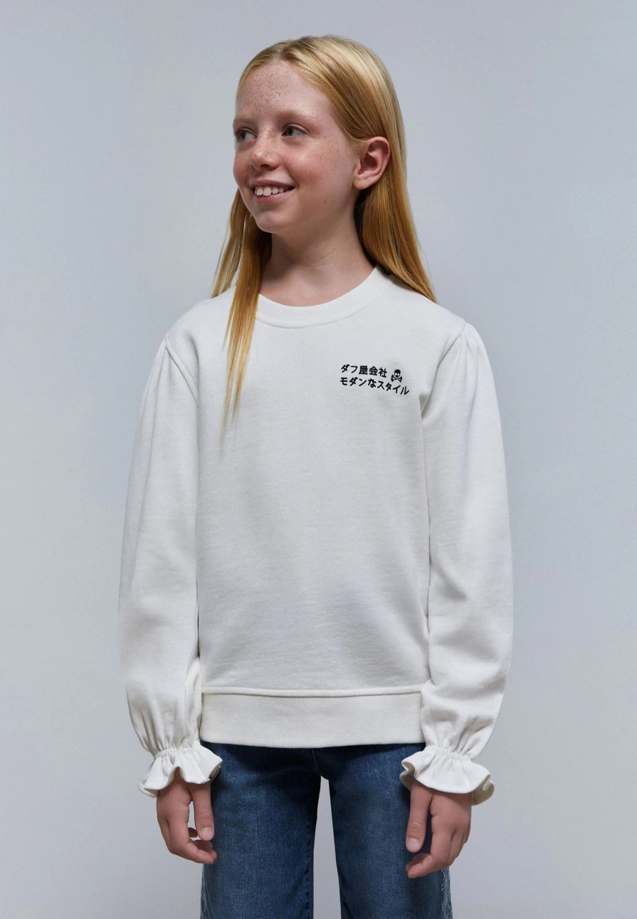 "Kids Off White Sweatshirt With Embroidered Back Logo | ScalpersCompany"