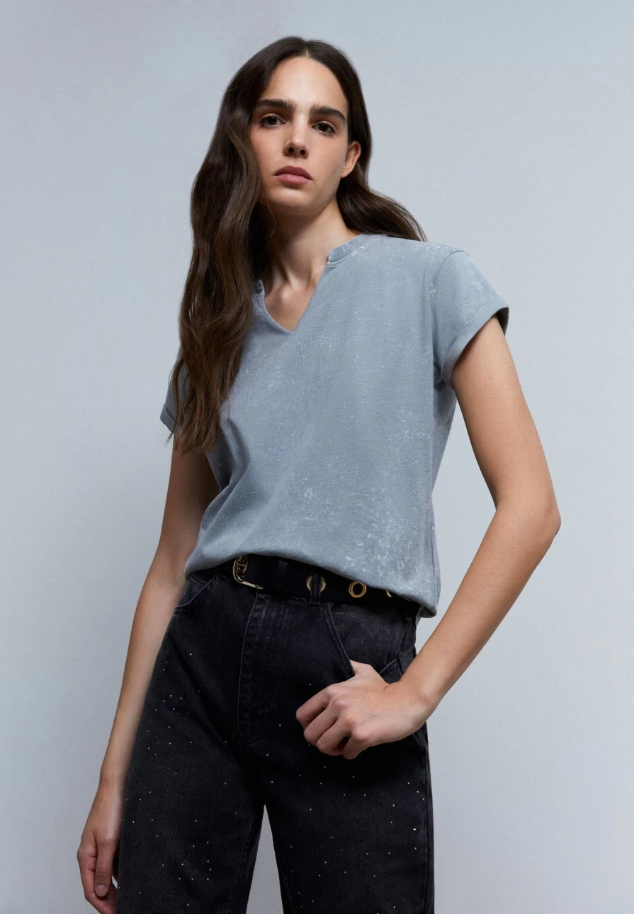 "ScalpersCompany Women's Edgy Faded Skull Studded T-Shirt | Gothic Fashion Top"