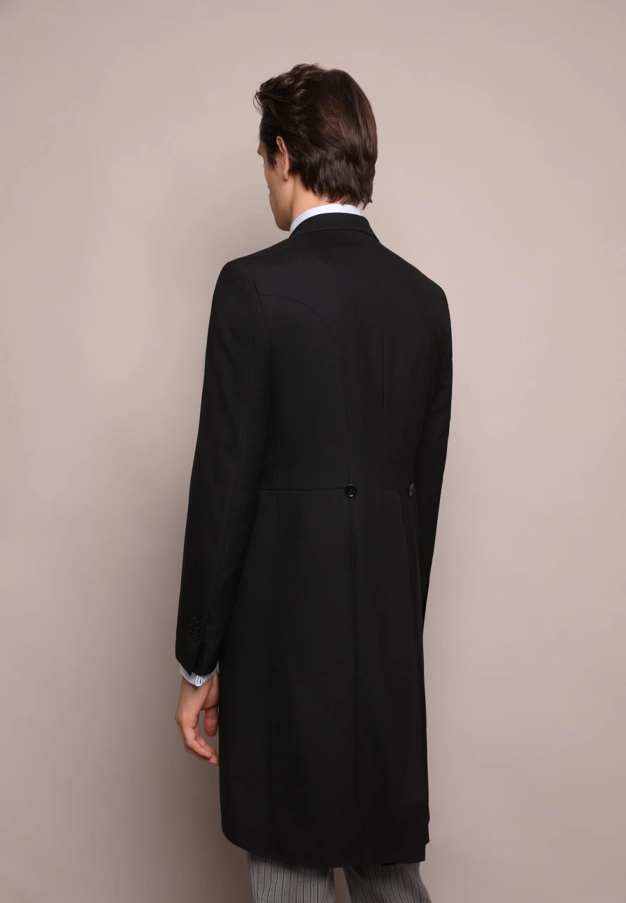 "ScalpersCompany Men's Black Classic Wool Two-Piece Morning Coat for Formal Wear"