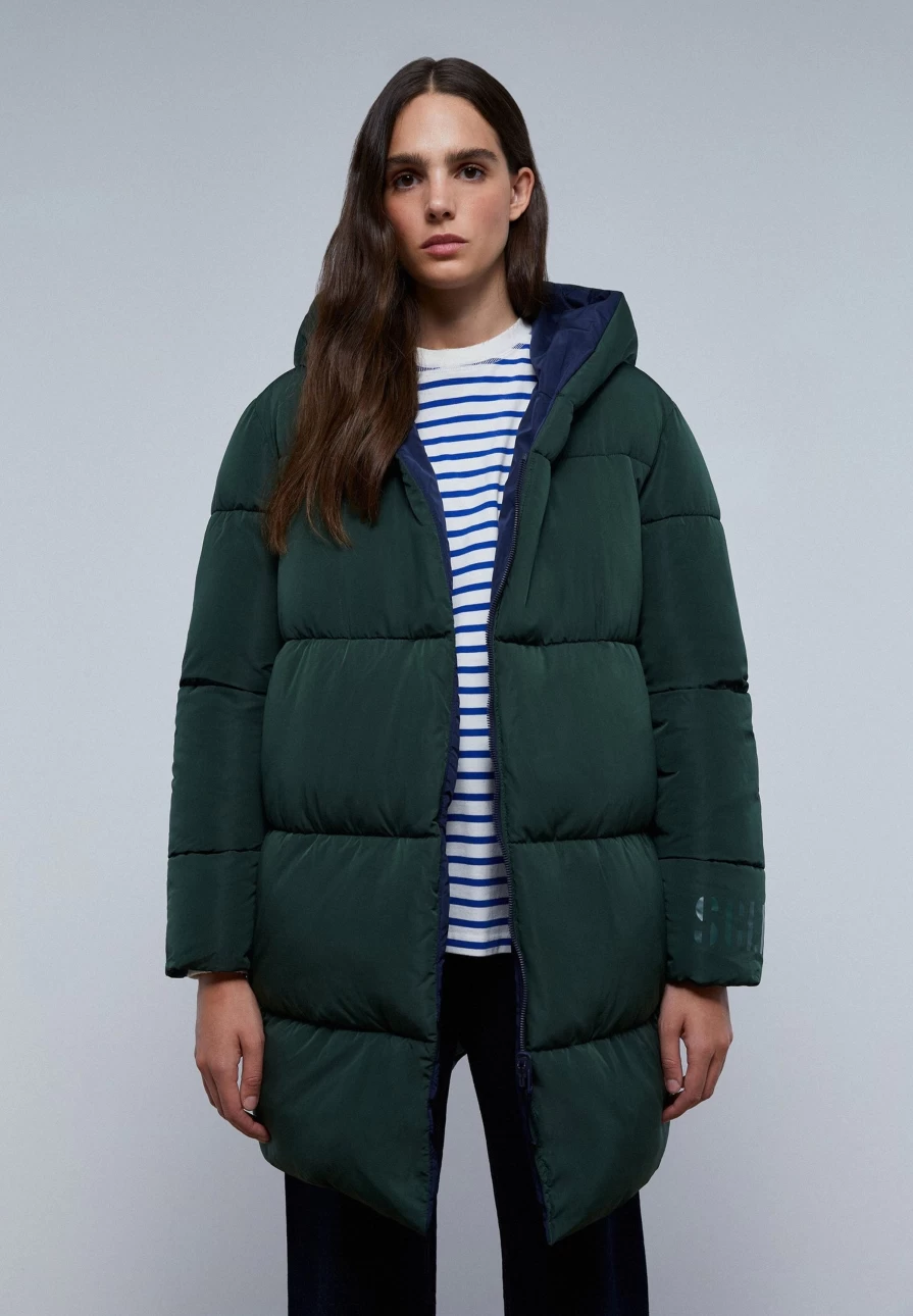 "ScalpersCompany Women's Long Reversible Quilted Coat - Stylish Double-Sided Winter Jacket"