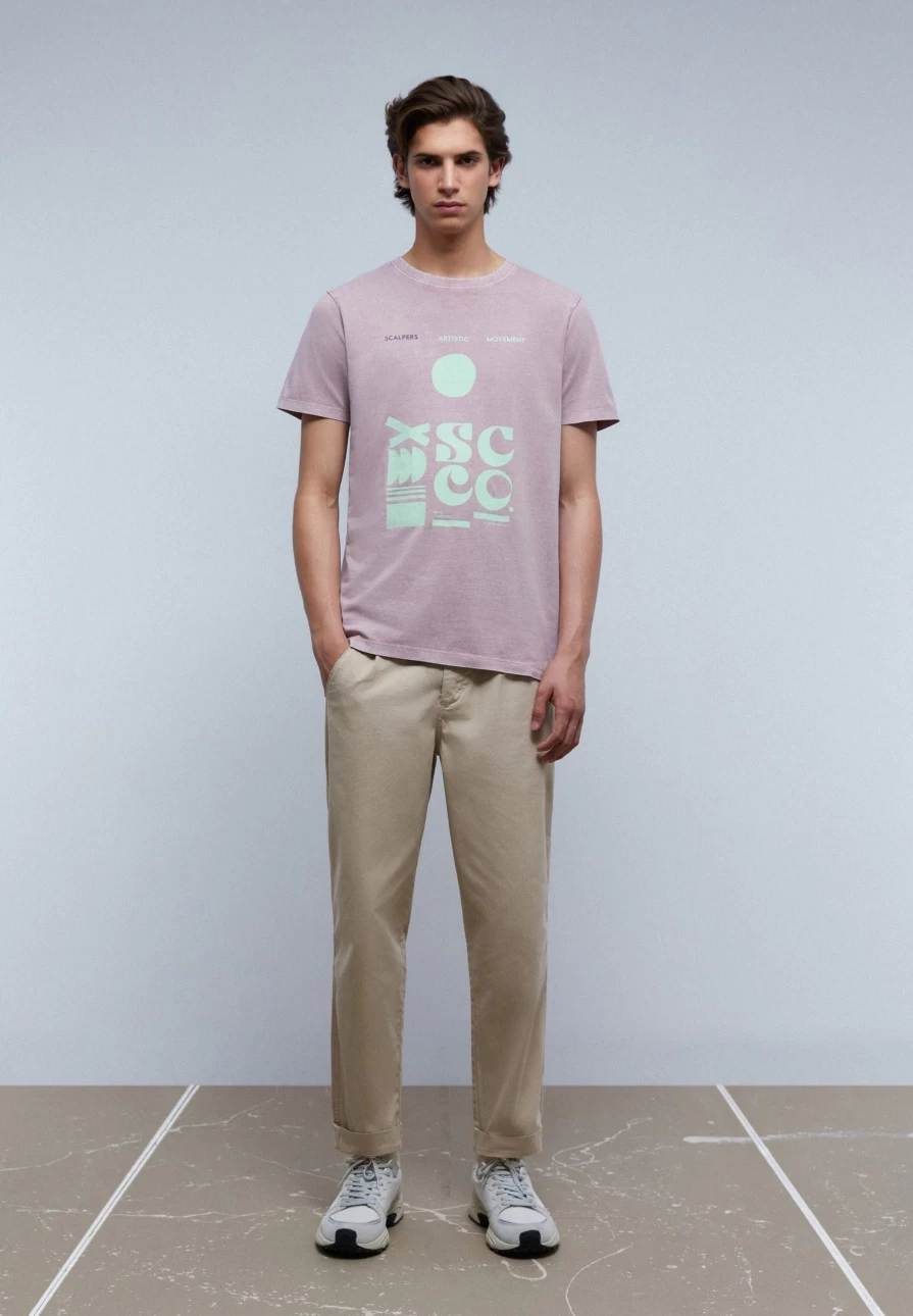"ScalpersCompany Men's Vintage Faded Print T-Shirt - Stylish Casual Tee for Men"