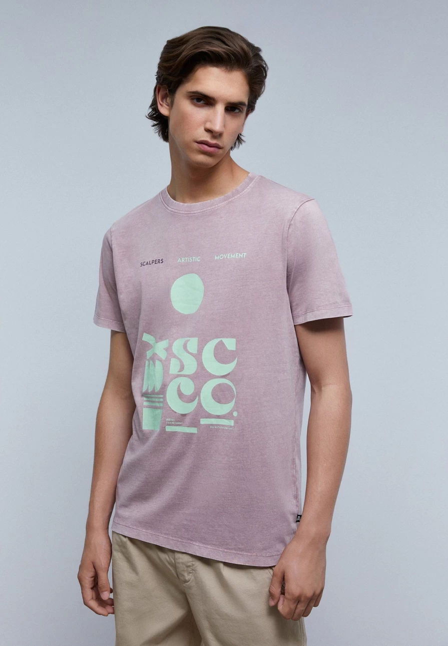 "ScalpersCompany Men's Vintage Faded Print T-Shirt - Stylish Casual Tee for Men"
