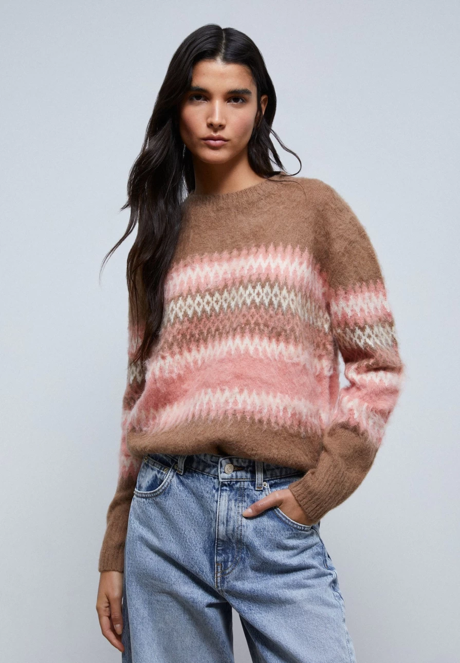 "ScalpersCompany Women's Contrast Knit Sweater - Stylish & Comfortable Pullover"