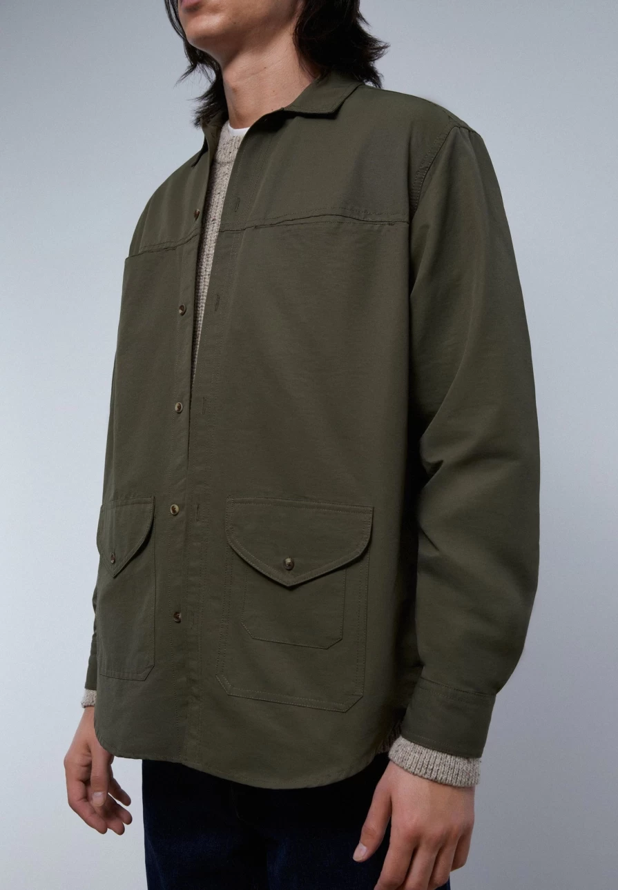 "ScalpersCompany Men's Khaki Premium Overshirt with Pockets – Stylish Utility Jacket"