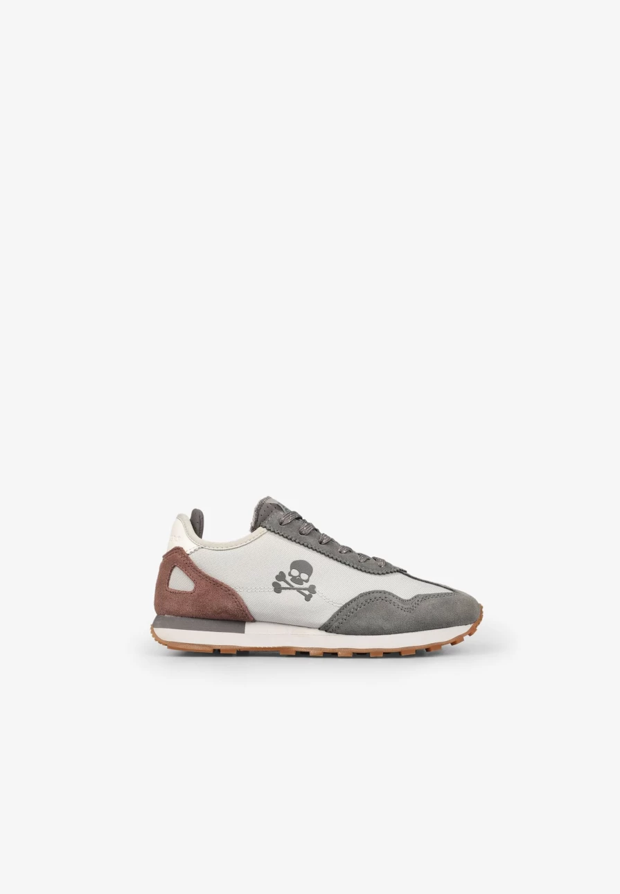 "ScalpersCompany Grey Leather & Suede Kids Sneakers for Boys and Girls"