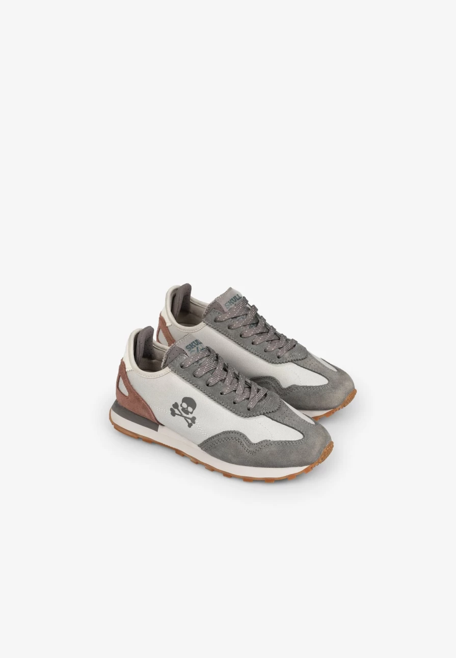 "ScalpersCompany Grey Leather & Suede Kids Sneakers for Boys and Girls"