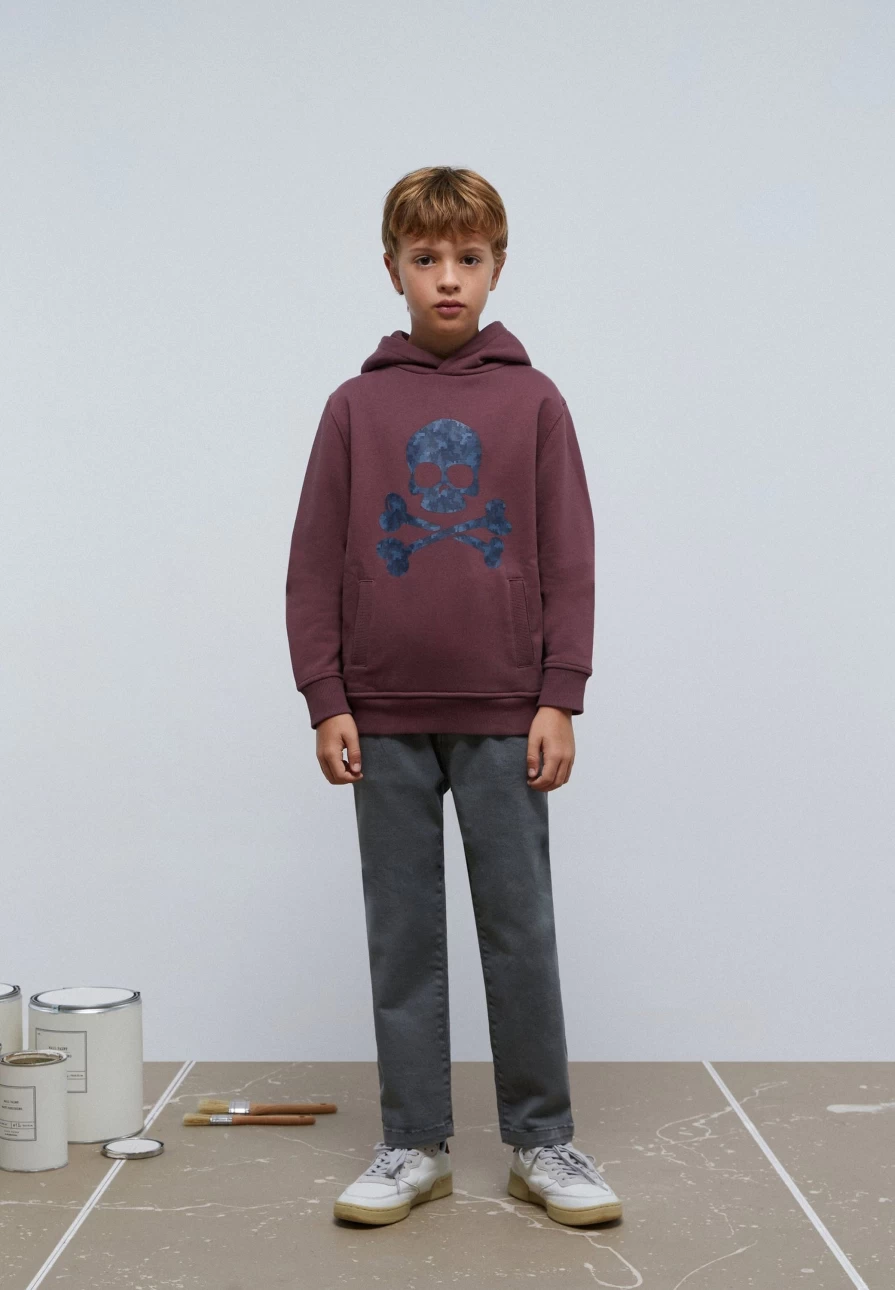 "ScalpersCompany Kids Skull Print Hoodie - Cool Graphic Pullover for Boys and Girls"