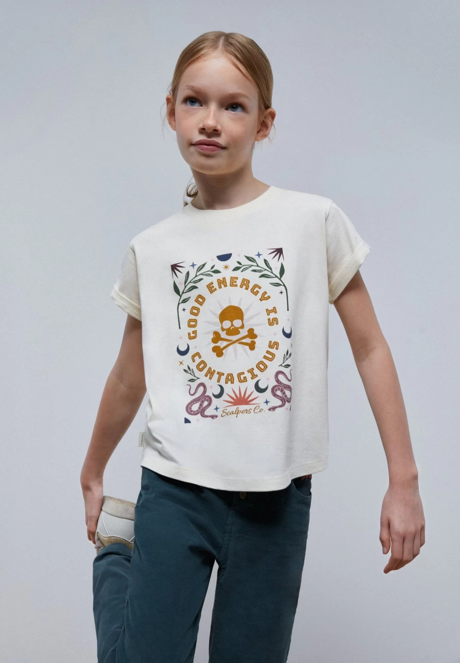 "Scalpers Company Kids Faded Print Graphic T-Shirt for Children"