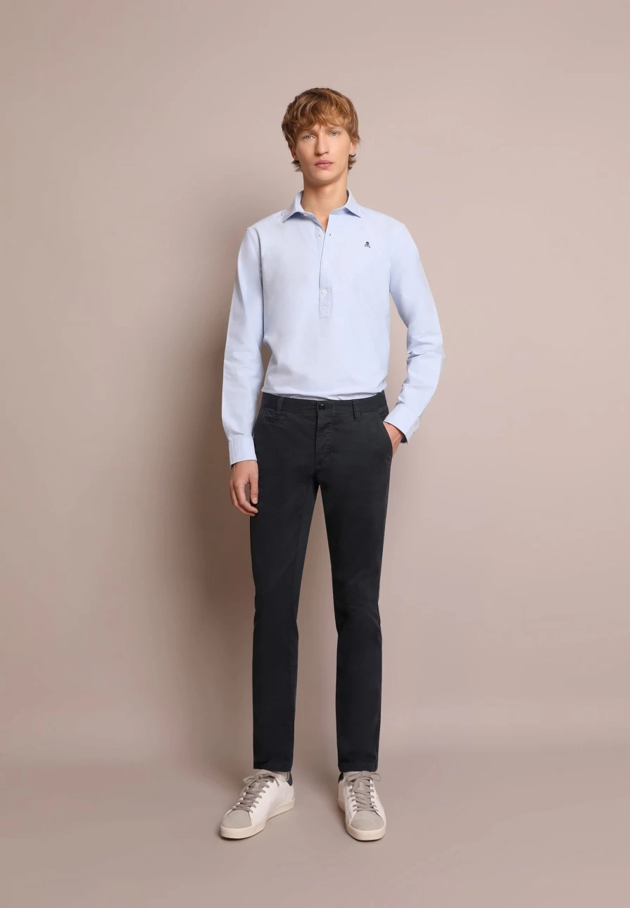 Scalperscompany Men's Navy Dyed Cotton Chino Trousers for Comfort & Style