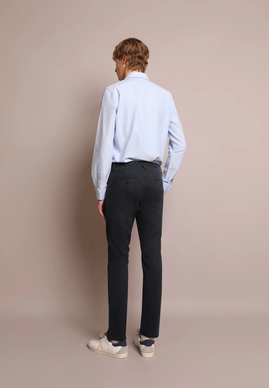 Scalperscompany Men's Navy Dyed Cotton Chino Trousers for Comfort & Style