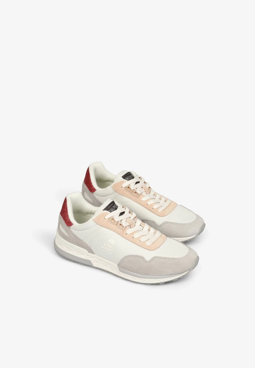 "Pink Skull Side Detail Sneakers for Women by Scalpers Company"