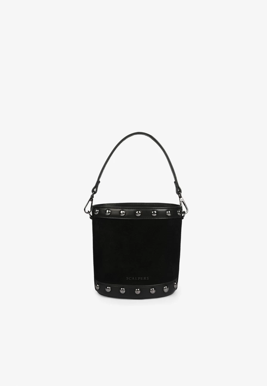 "ScalpersCompany Women's Studded Suede Bucket Handbag – Stylish & Trendy"