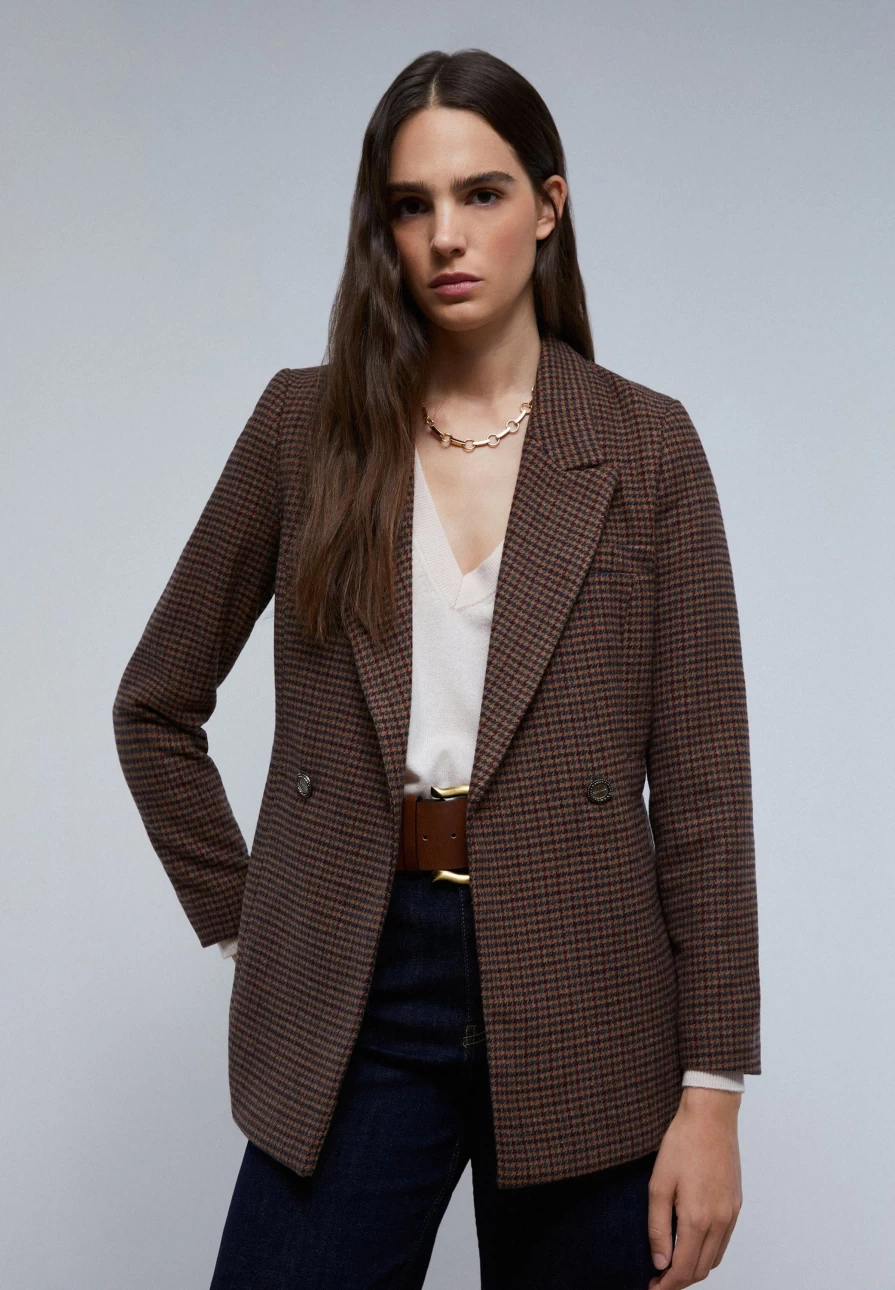 "ScalpersCompany Women's Prince Check Blazer – Classic Fit Stylish Jacket for Office & Casual Wear"