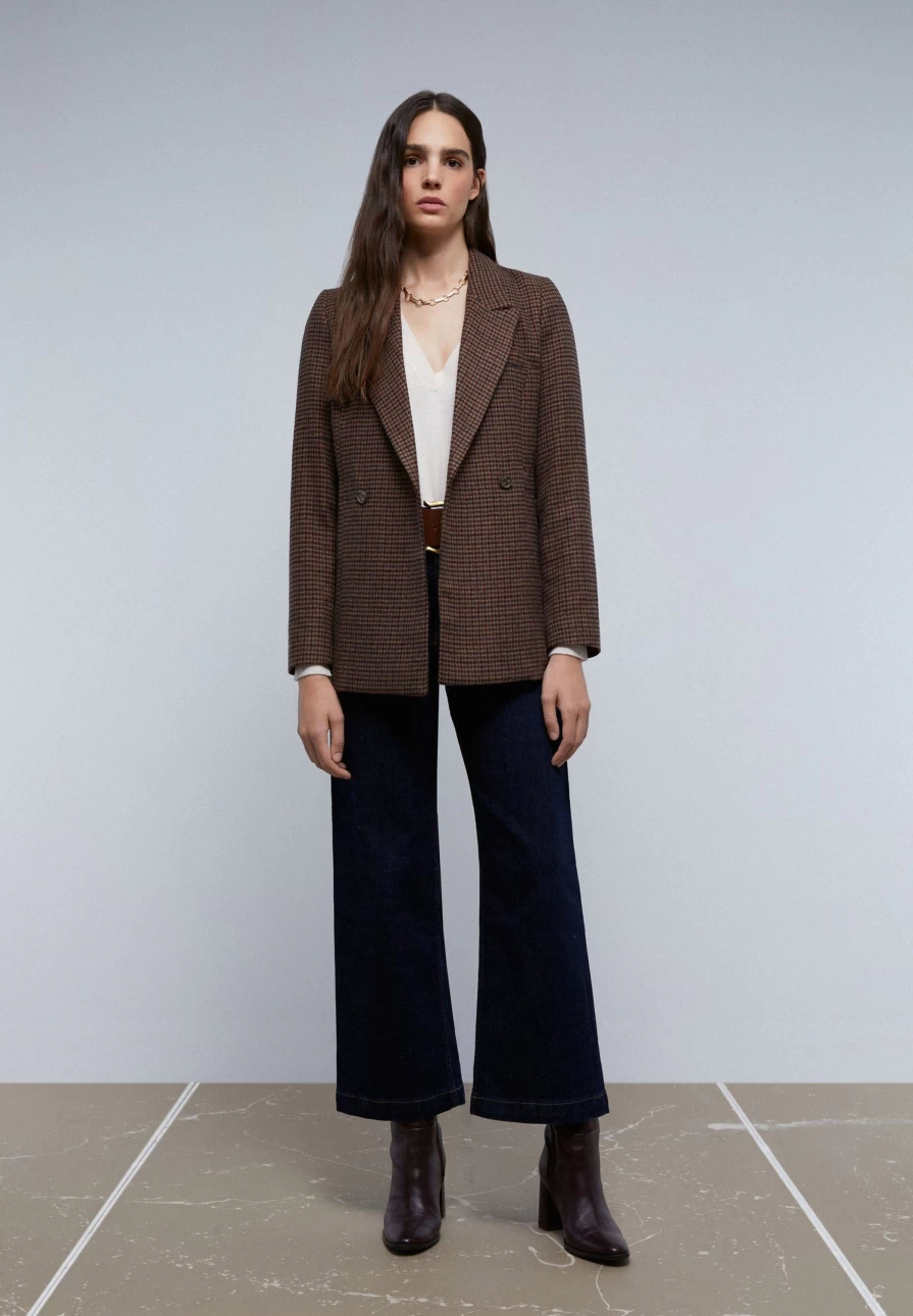 "ScalpersCompany Women's Prince Check Blazer – Classic Fit Stylish Jacket for Office & Casual Wear"