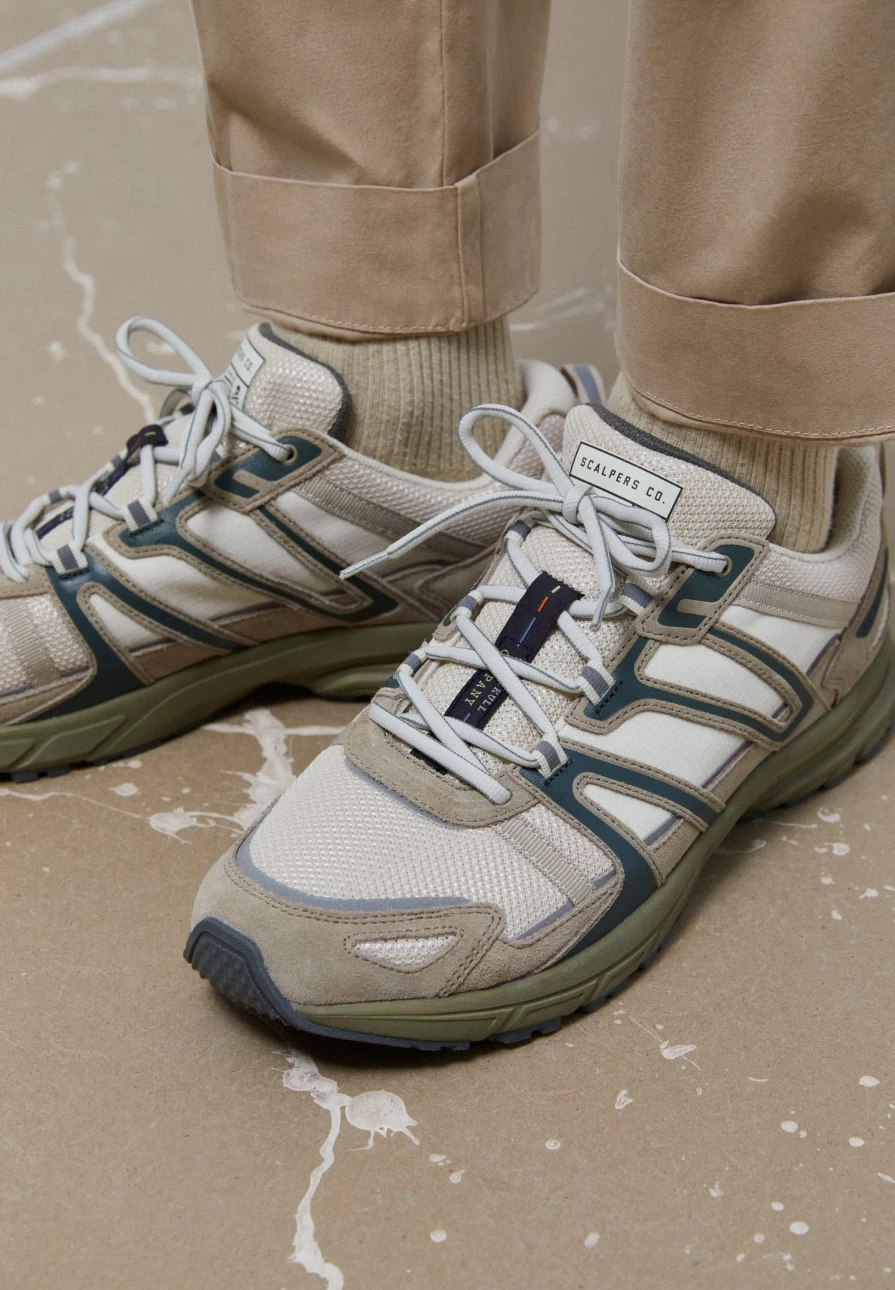 "ScalpersCompany Men's Beige Outdoor Sneakers for Hiking & Trail Running"