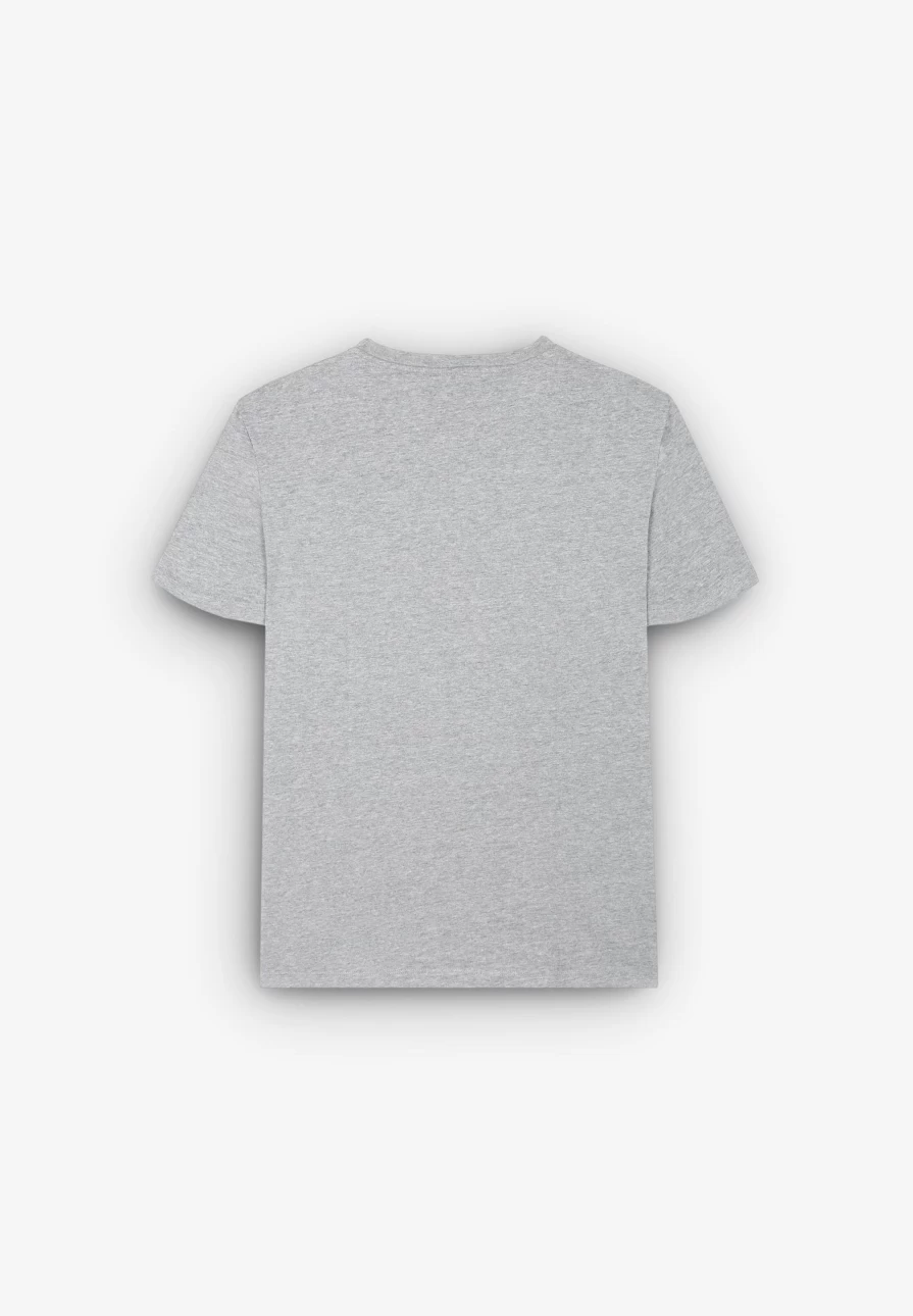 "ScalpersCompany Men's Grey Melange Basic Cotton Skull Print T-Shirt"