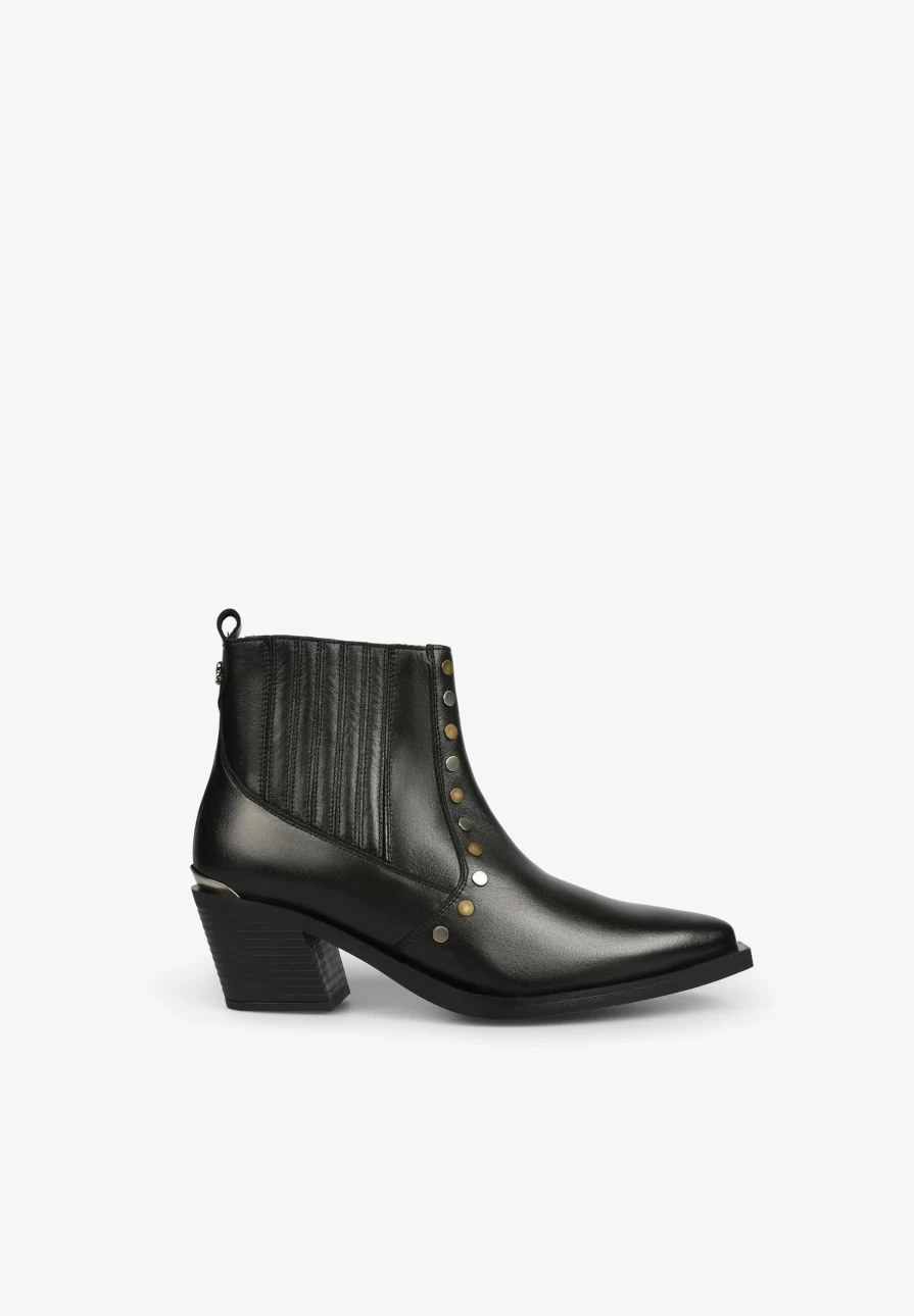 "ScalpersCompany Women's Black Studded Cowboy Ankle Boots"