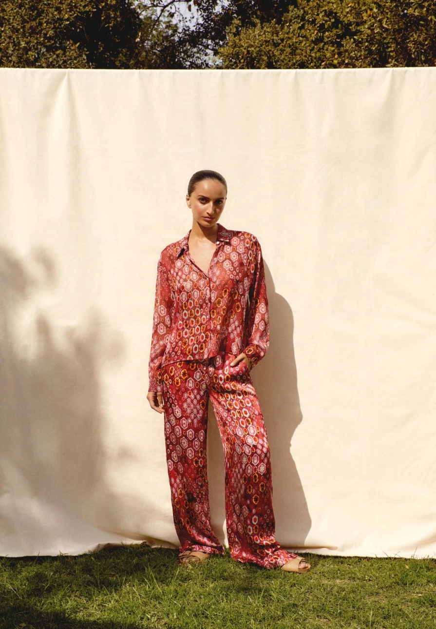 "ScalpersCompany Orange Flowing Ethnic Trousers for Women - Boho Chic Comfort Pants"