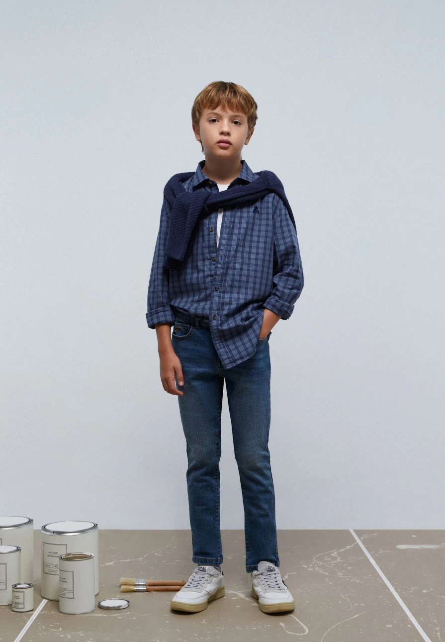 "ScalpersCompany Kids' Checkered Shirt with Skull Print - Stylish Matching Set"