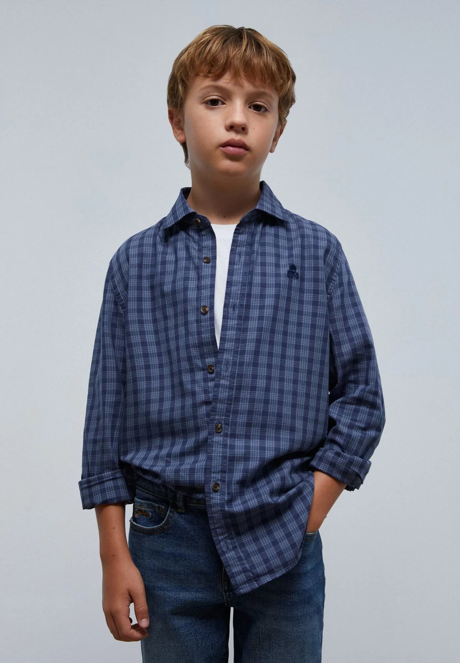 "ScalpersCompany Kids' Checkered Shirt with Skull Print - Stylish Matching Set"