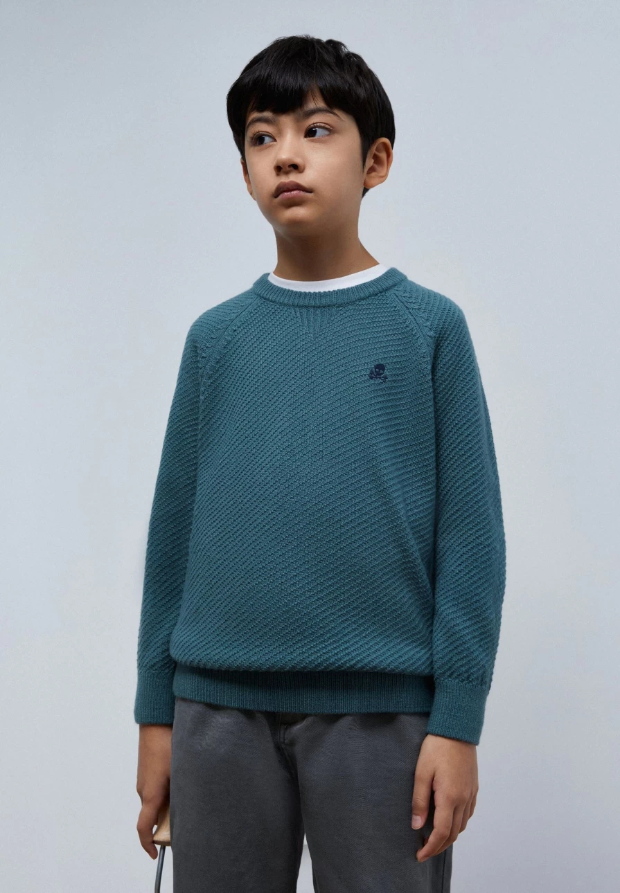 "ScalpersCompany Kids Textured Raglan Sleeve Sweater"